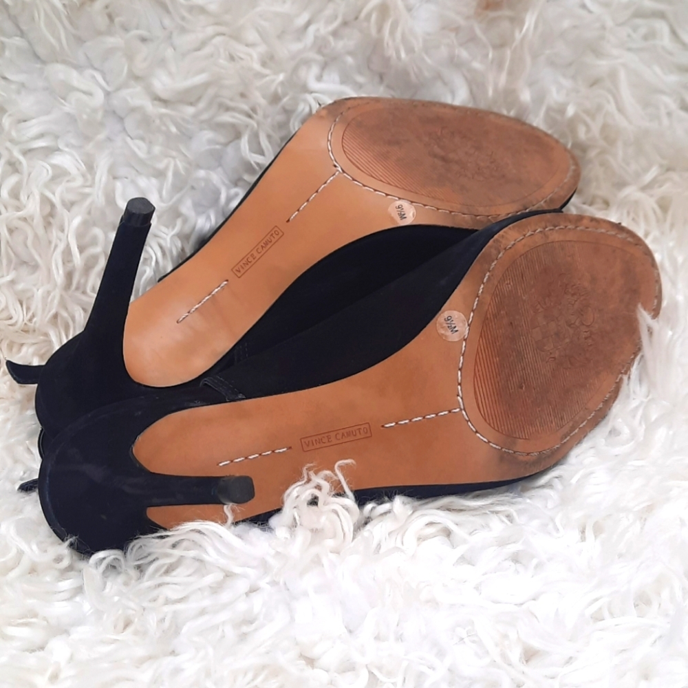 Vince Camuto Black Suede Open-Toe Slingback Heels - Picture 10 of 10